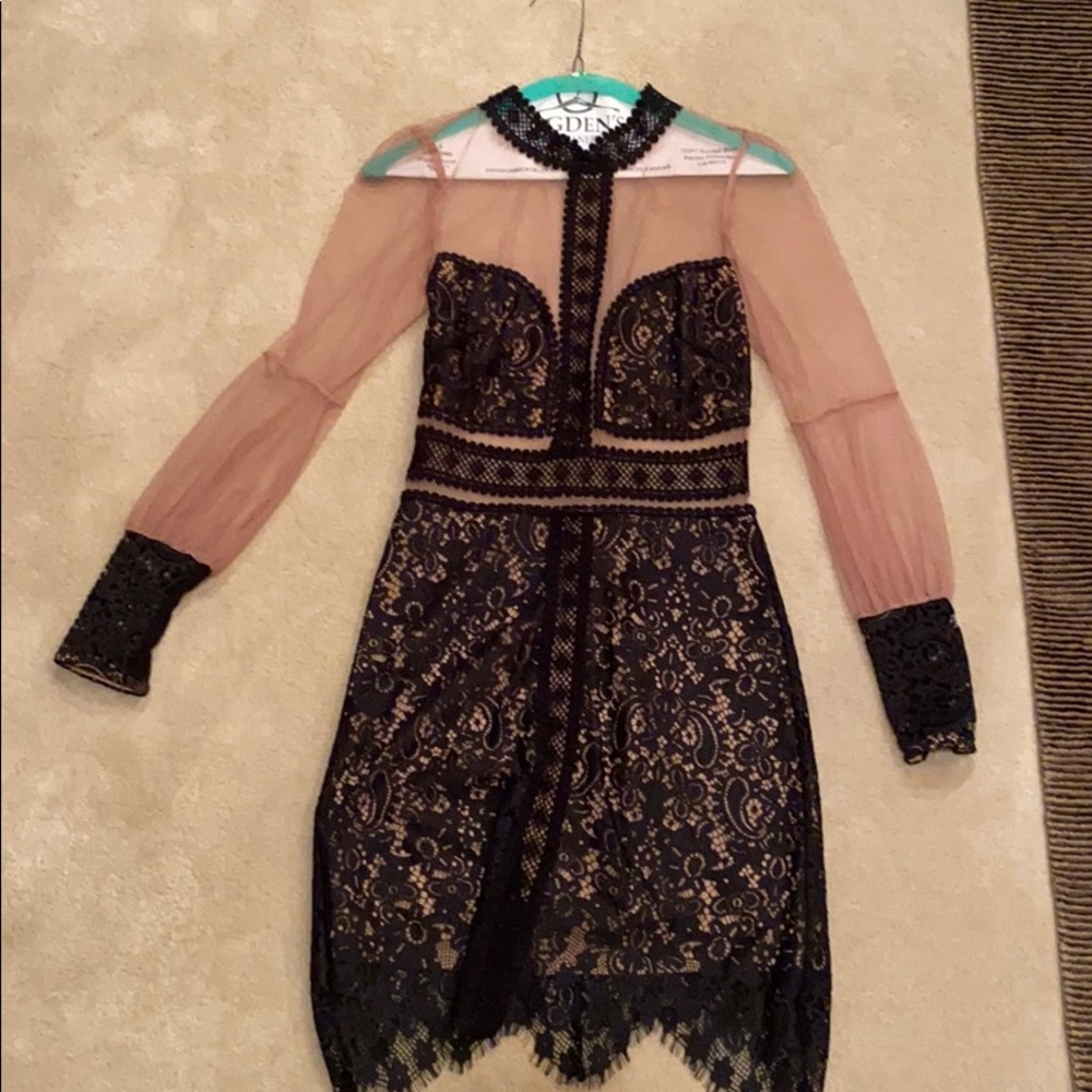 For love and lemons black lace and mesh dress